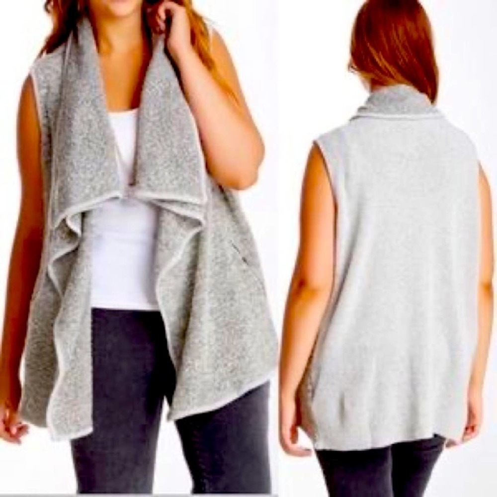 Women's Olivia Sky Heather Vanilla Boucle Wool Blend Vest, Gray, Size Medium